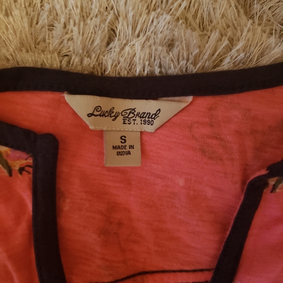 *SOLD*Floral peach Lucky Brand top - Picture 2 of 2